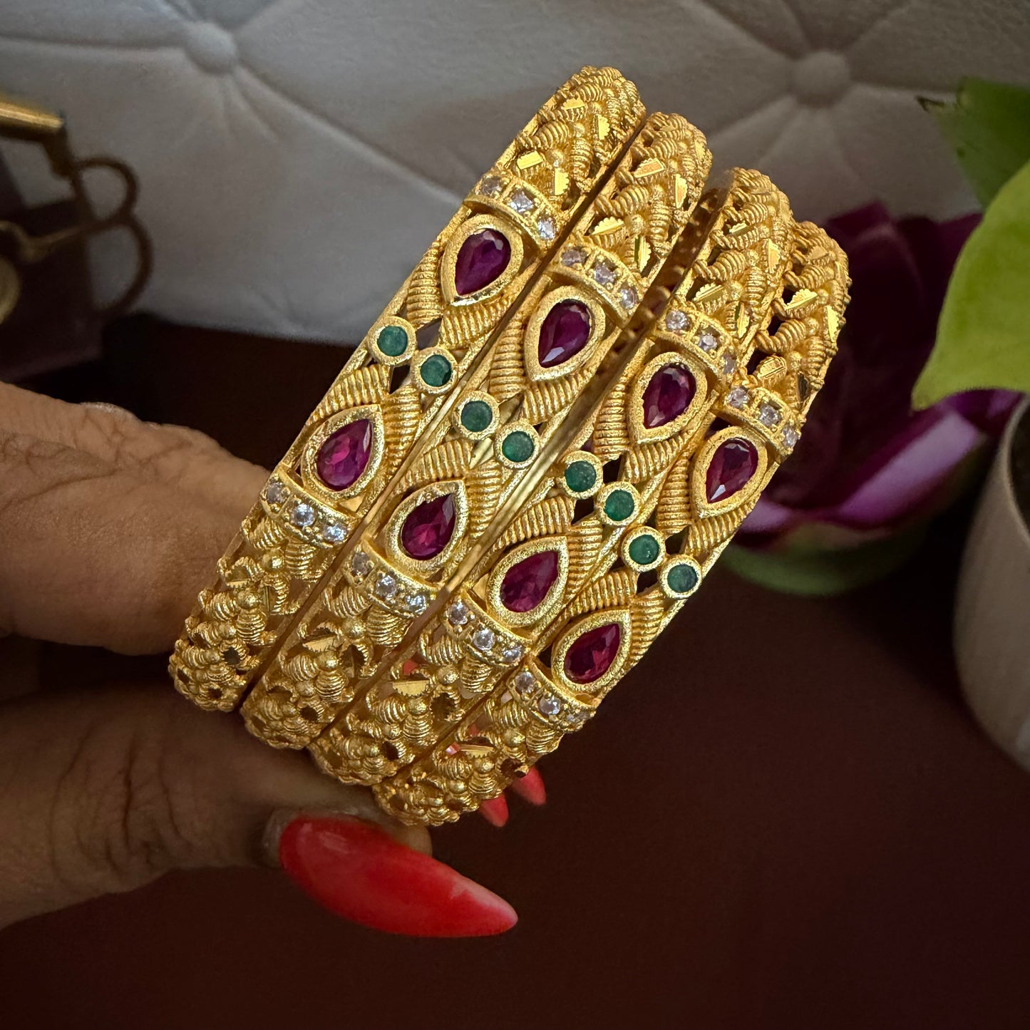Ruby with gold Bangle