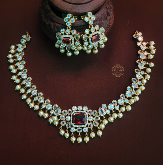 Ruby white stone Necklace