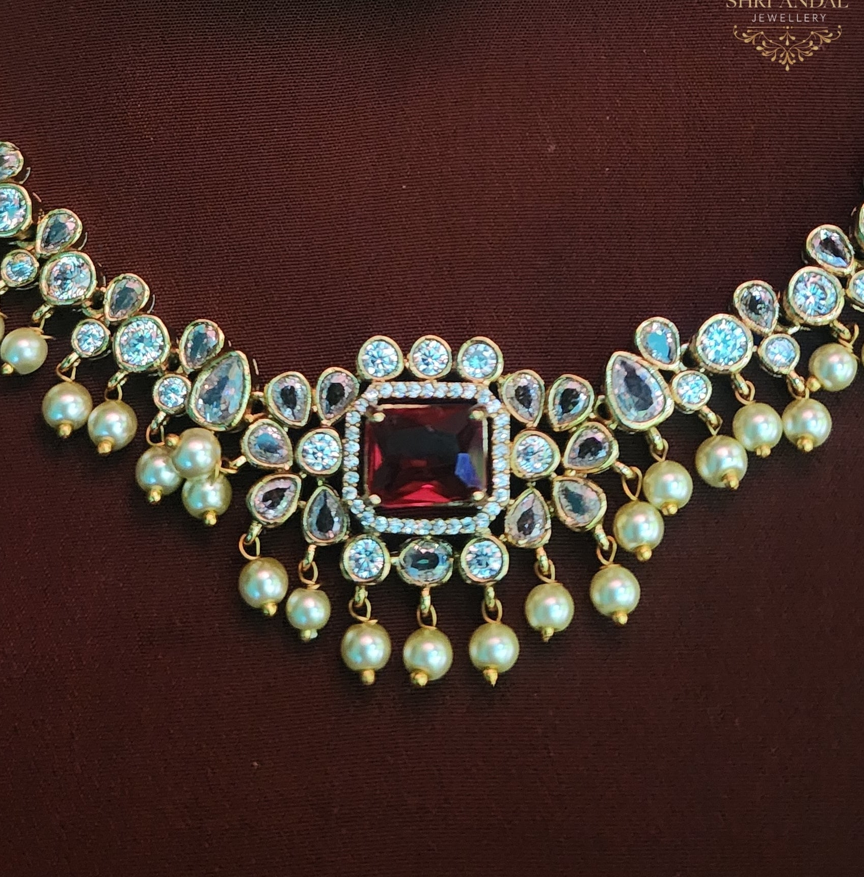 Ruby white stone Necklace