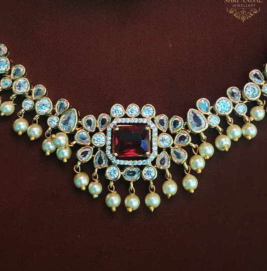 Ruby white stone Necklace