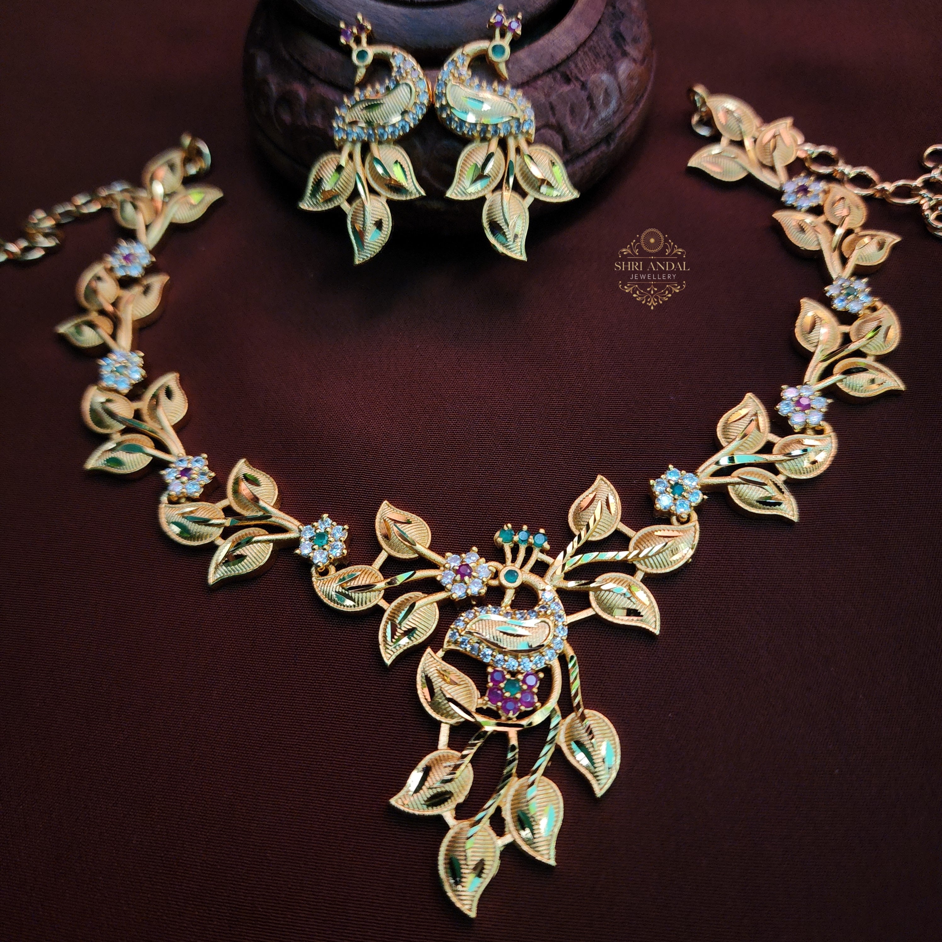 Forming gold look peacock Necklace