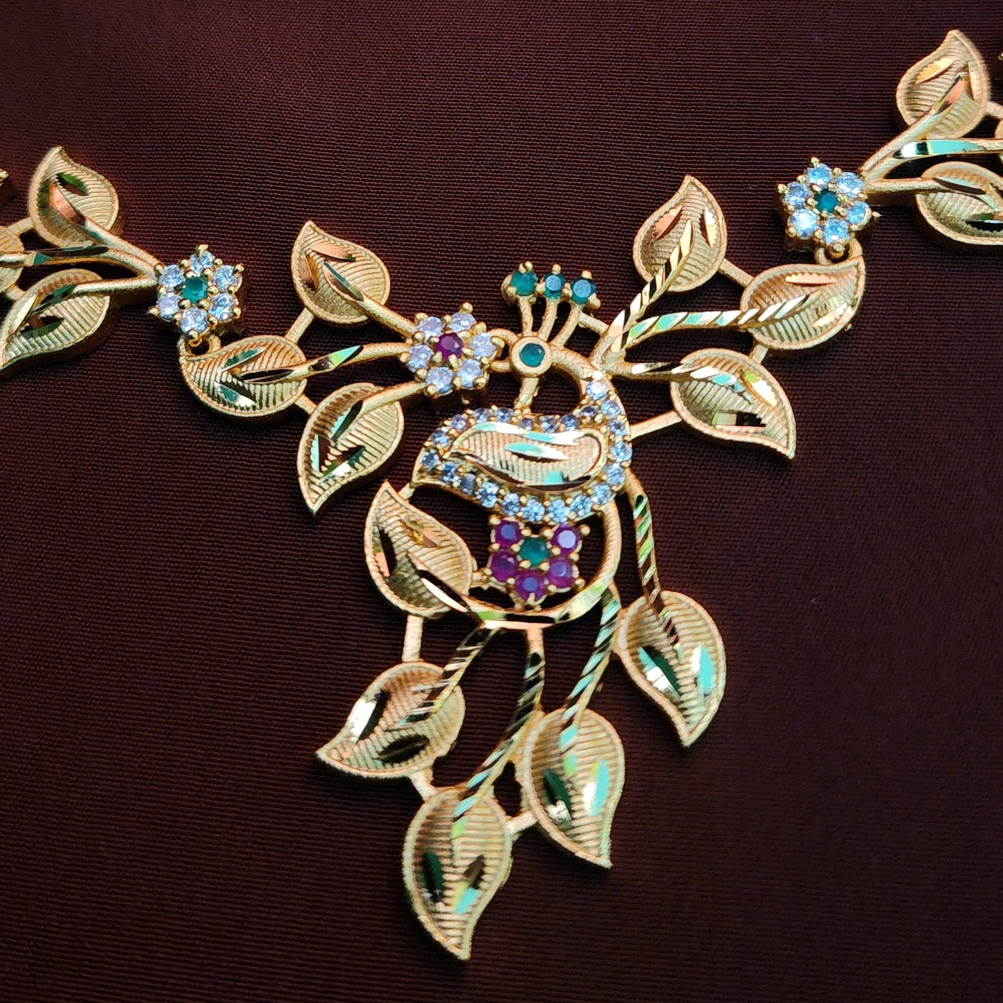 Forming gold look peacock Necklace