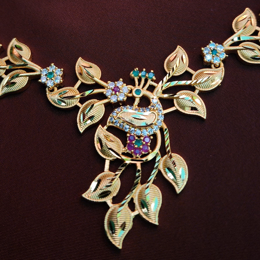 Forming gold look peacock Necklace