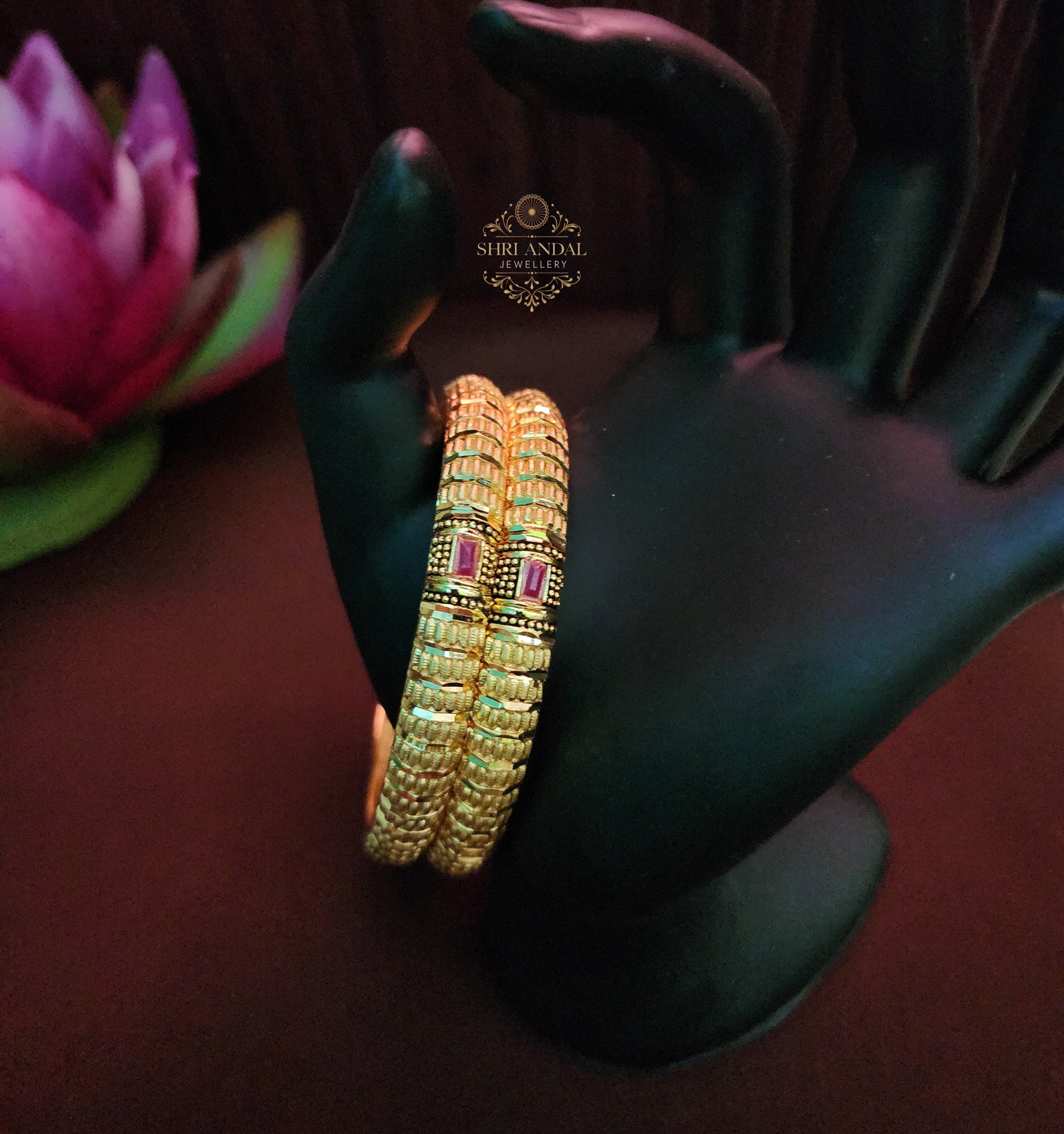 Ruby with gold Bangle