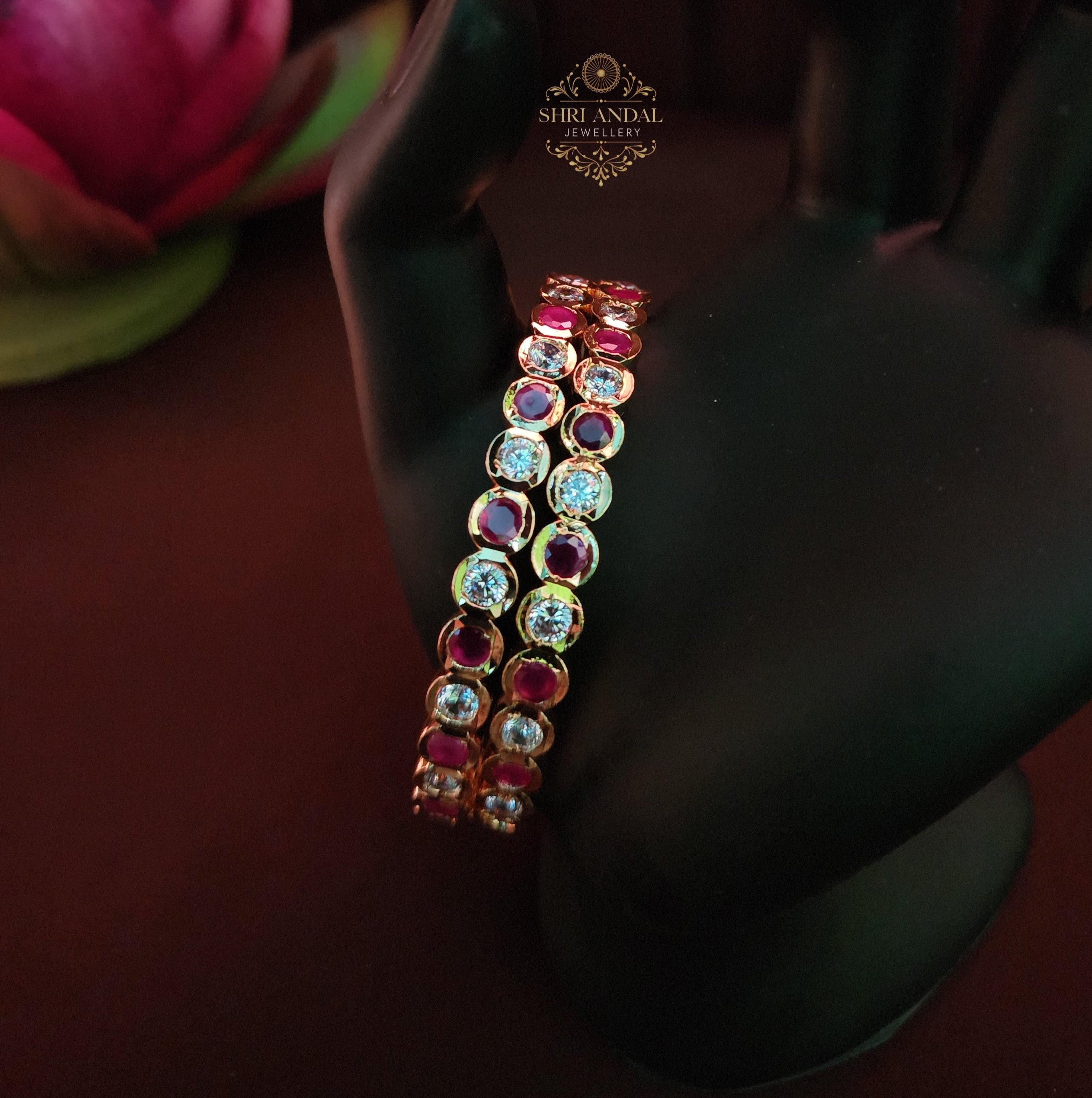 Ruby and white Impon Bangles