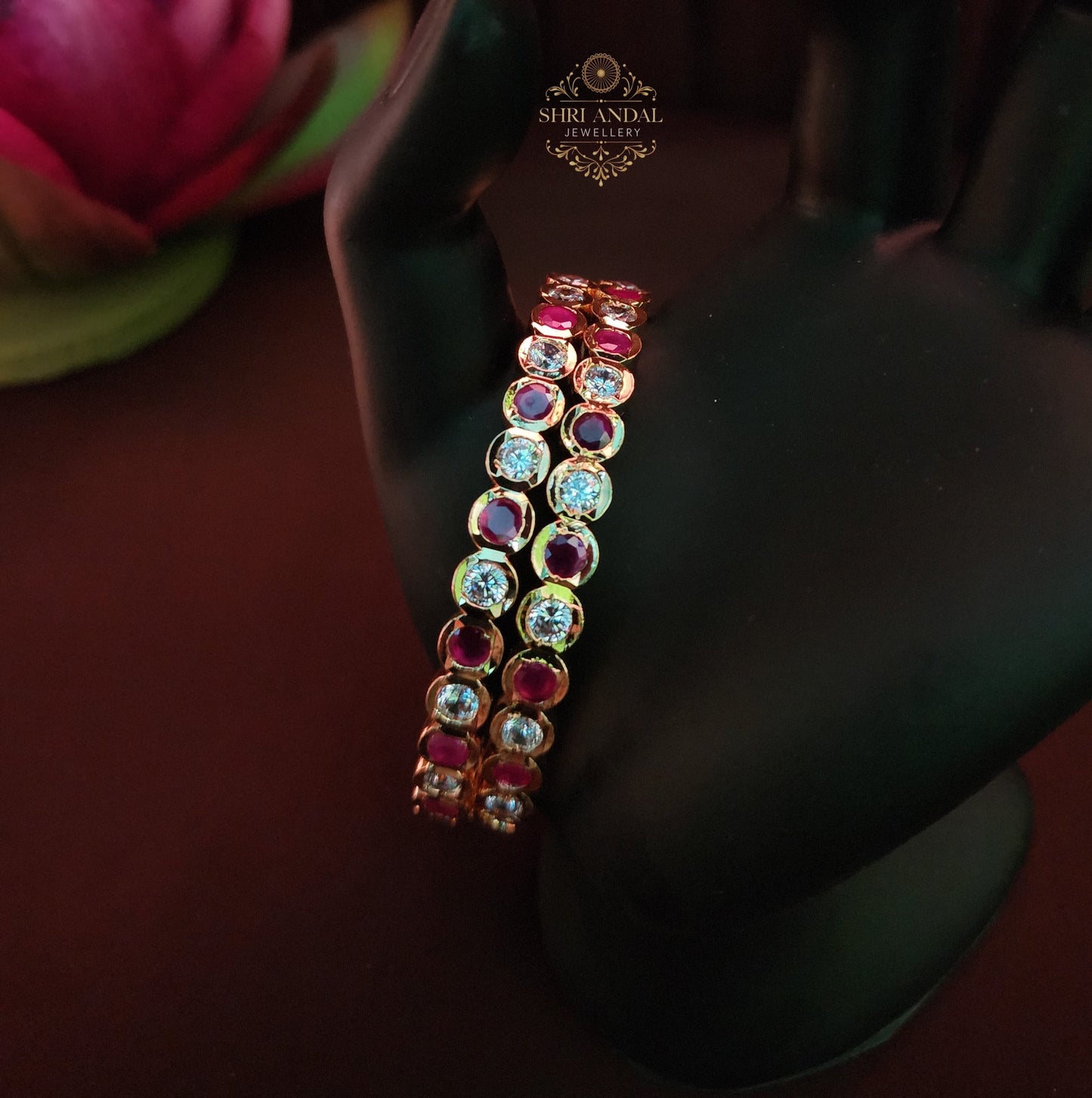 Ruby and white Impon Bangles