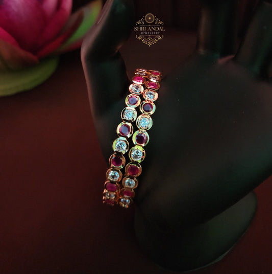 Ruby and white Impon Bangles