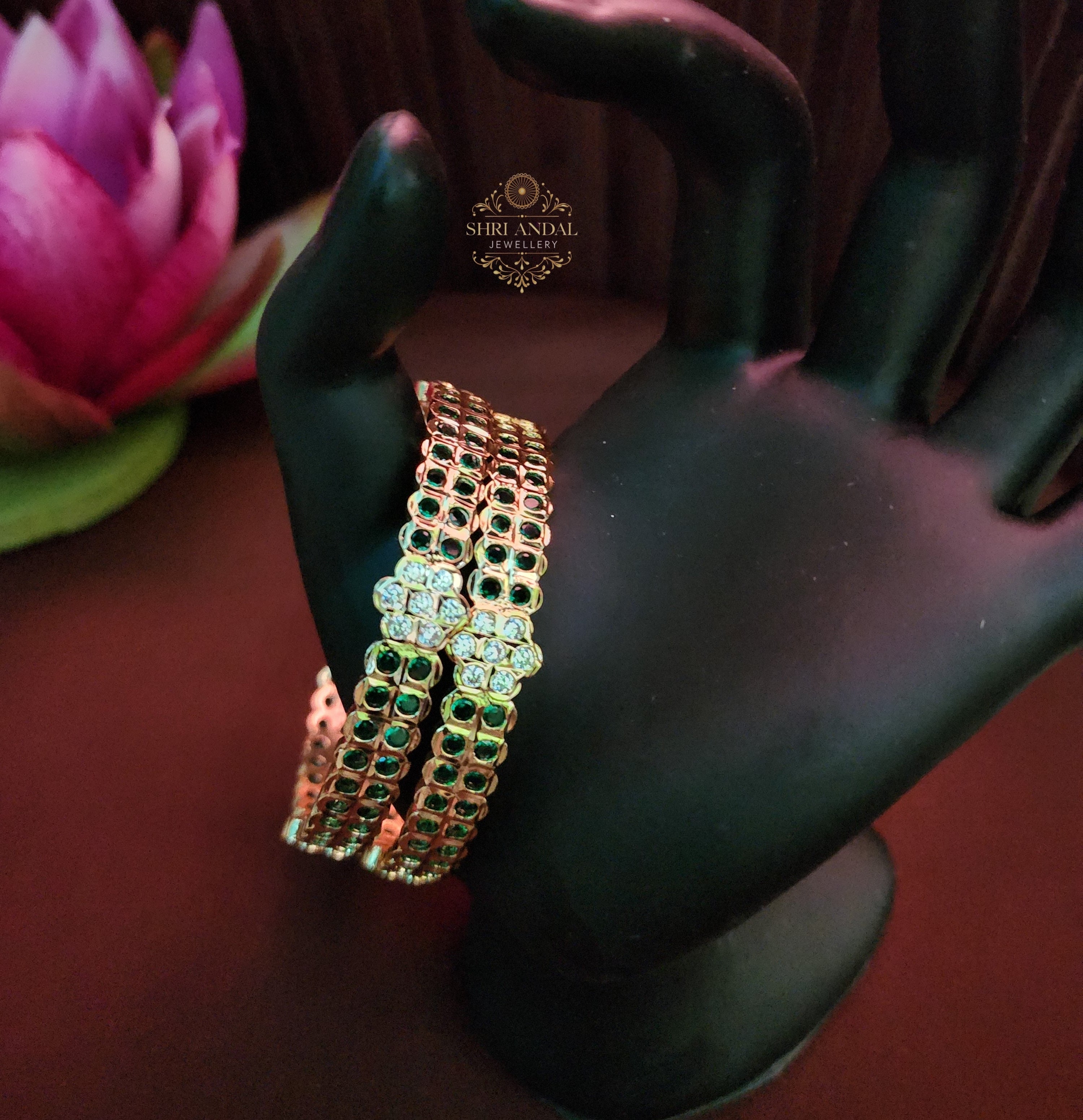 Green stone Impon Bangles