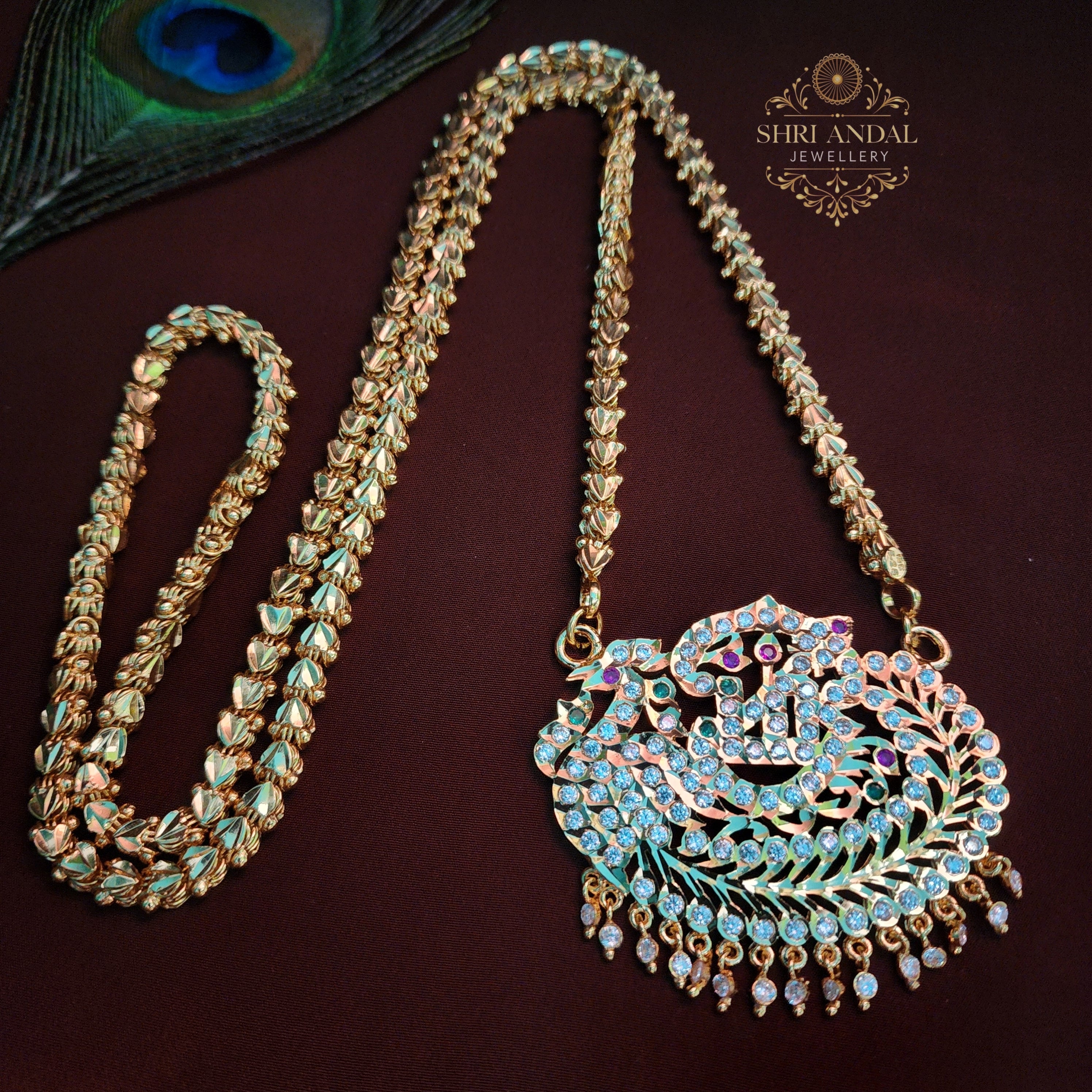 30-inch Peacock with om Impon dollar chain