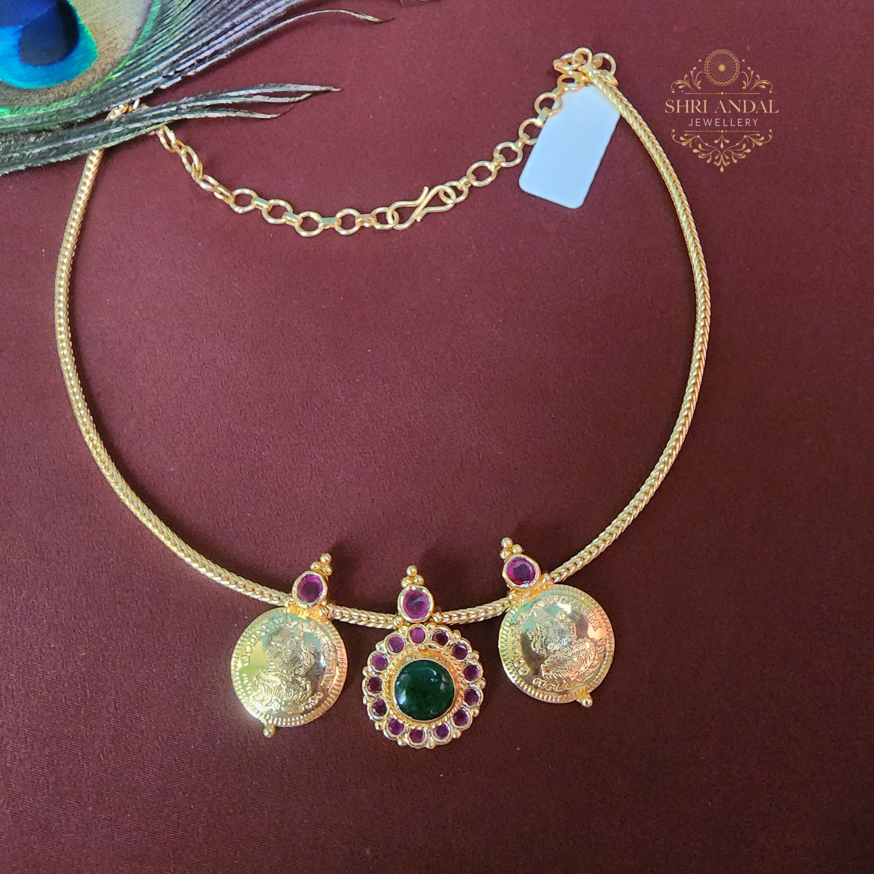 Ruby and emerald lakshmi kasu