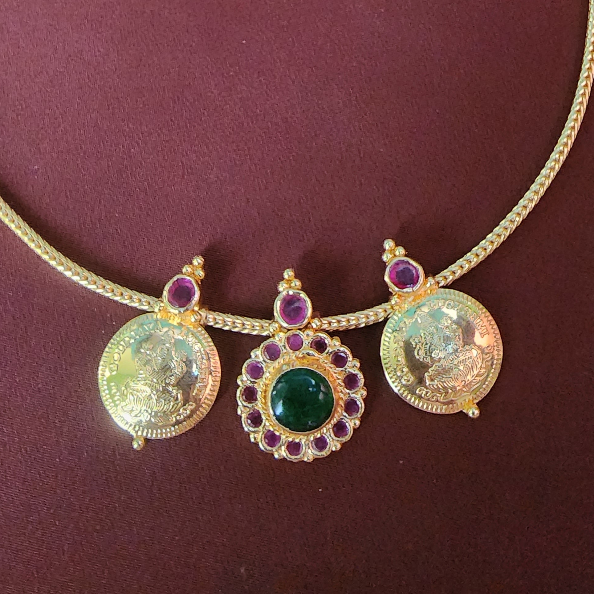 Ruby and emerald lakshmi kasu