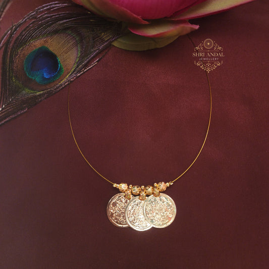 Gold look Impon invisible kasu Necklace 3