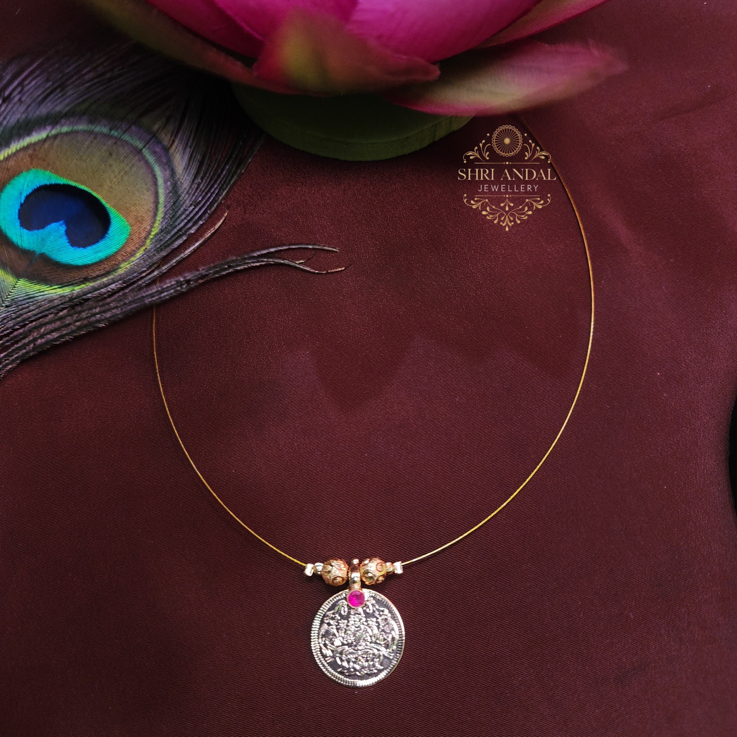 Gold look impon invisible Kasu Necklace 1