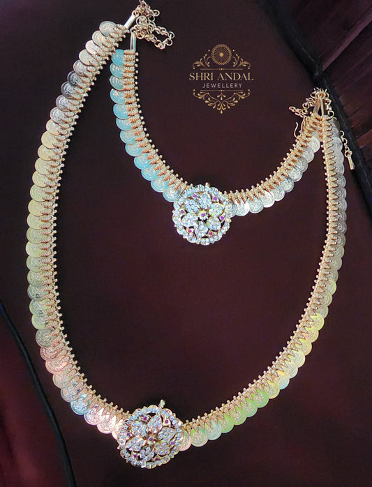 Kasu malai with detachable impon pendent