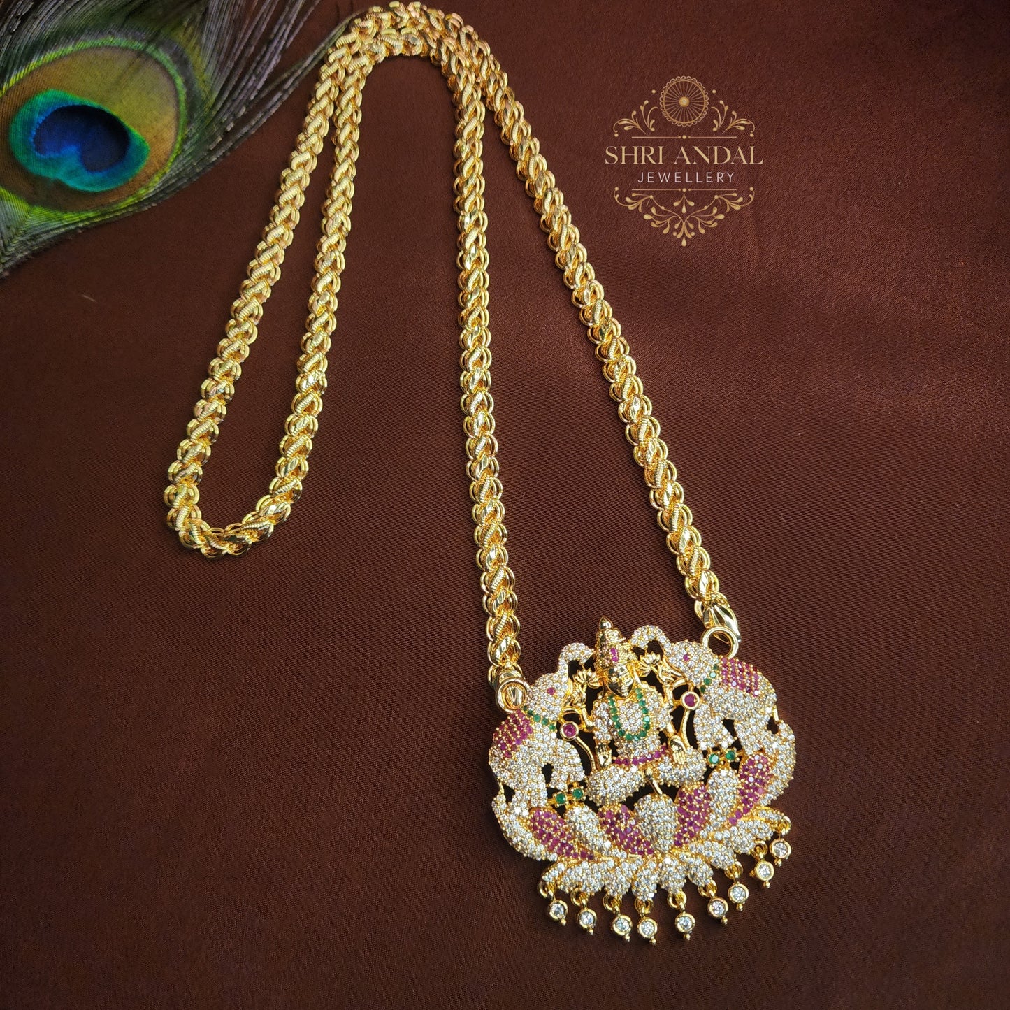 Gaja lakshmi with lotus pendant
