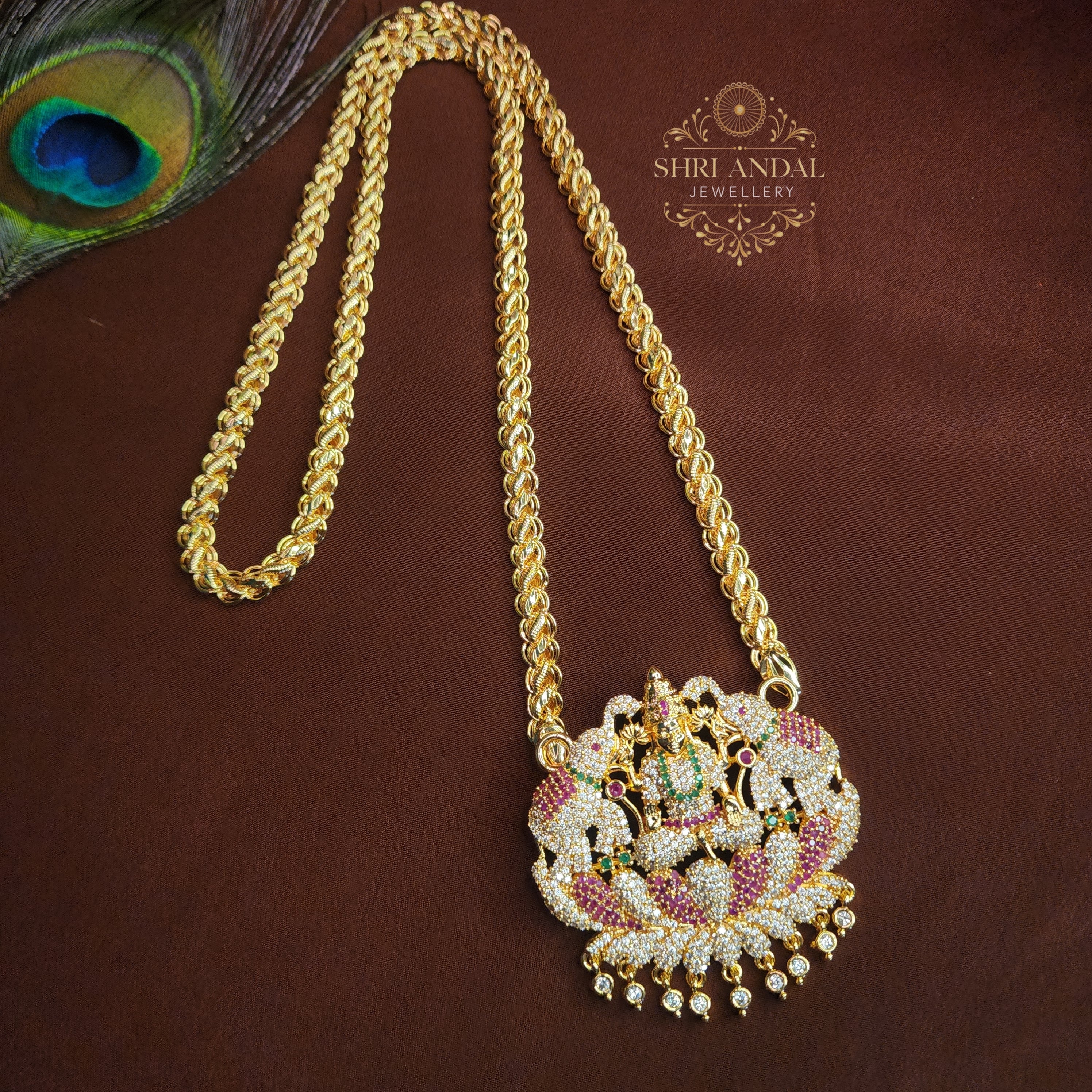 Gaja lakshmi with lotus pendant