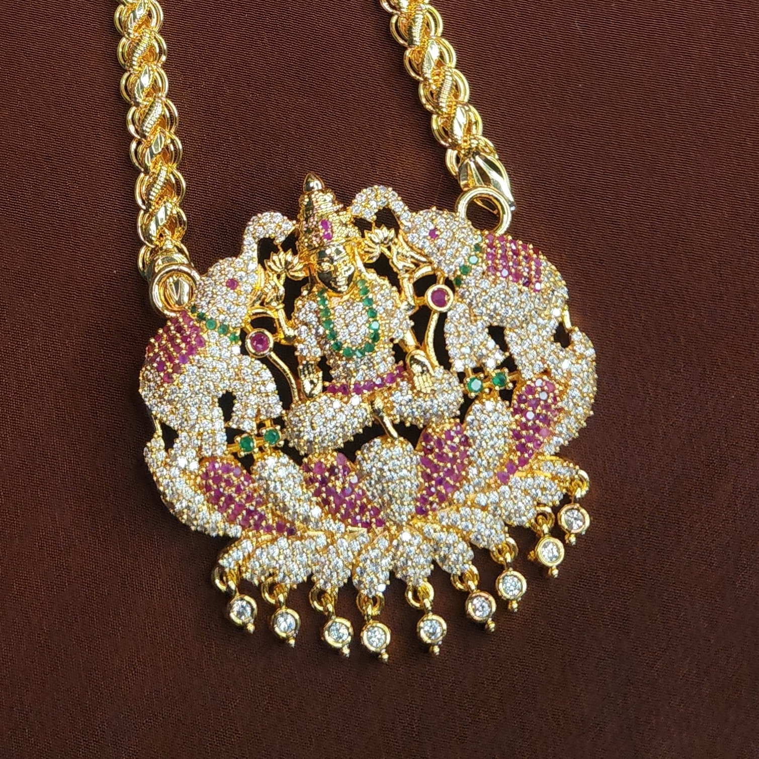 Gaja lakshmi with lotus pendant