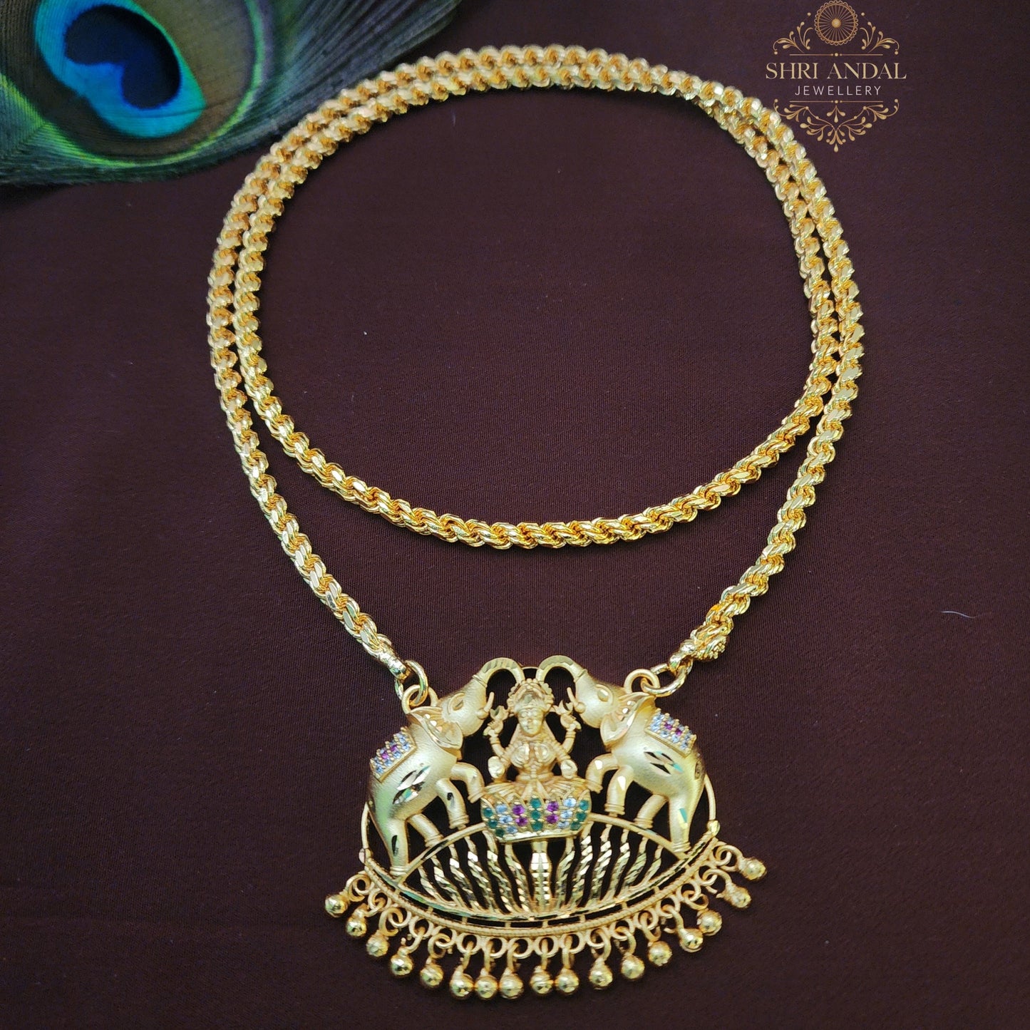 Gold Look Gaja lakshmi Forming Dollar Chain
