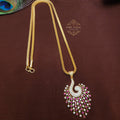 Peacock Feather Dollar Chain Ruby white