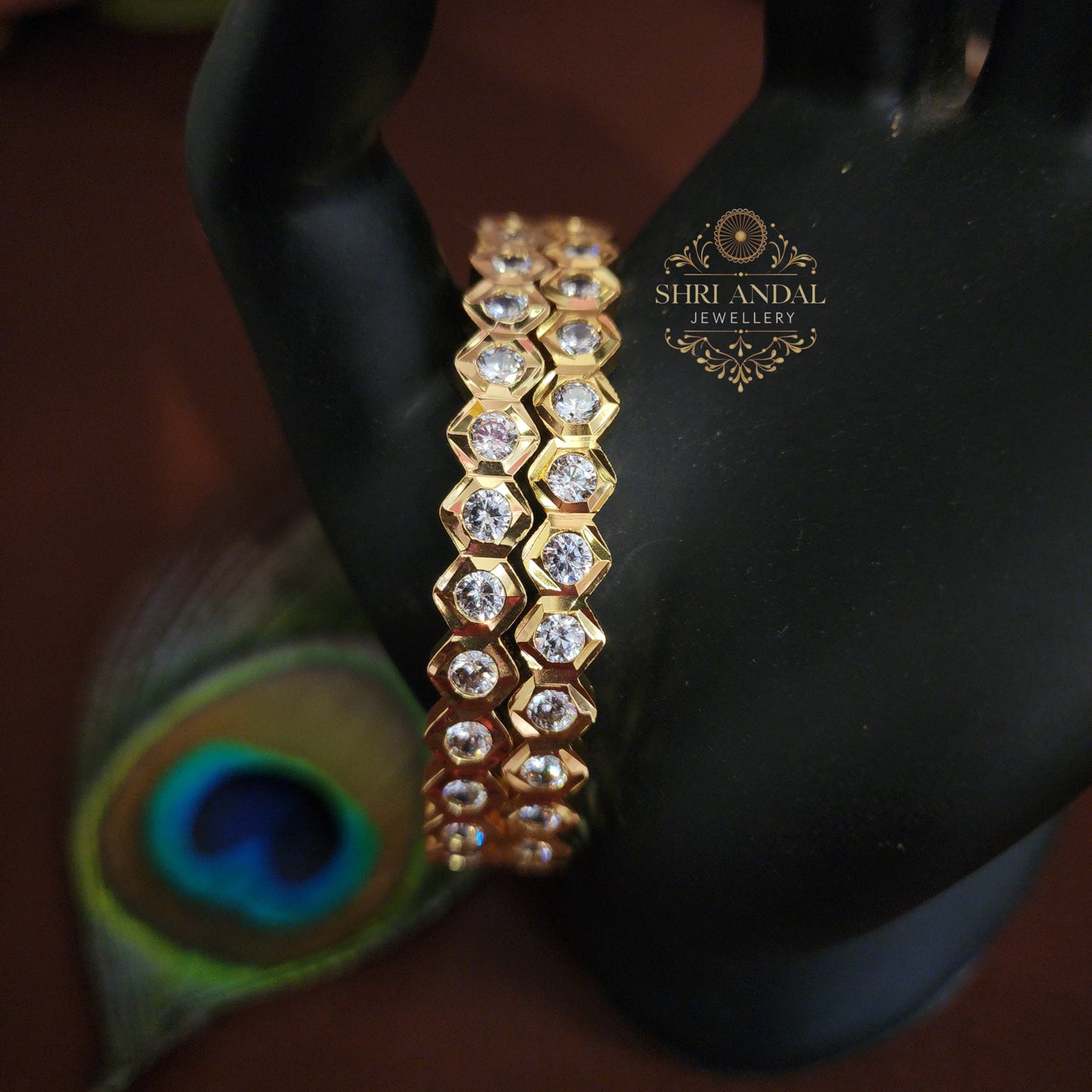 Impon white stone Bangles
