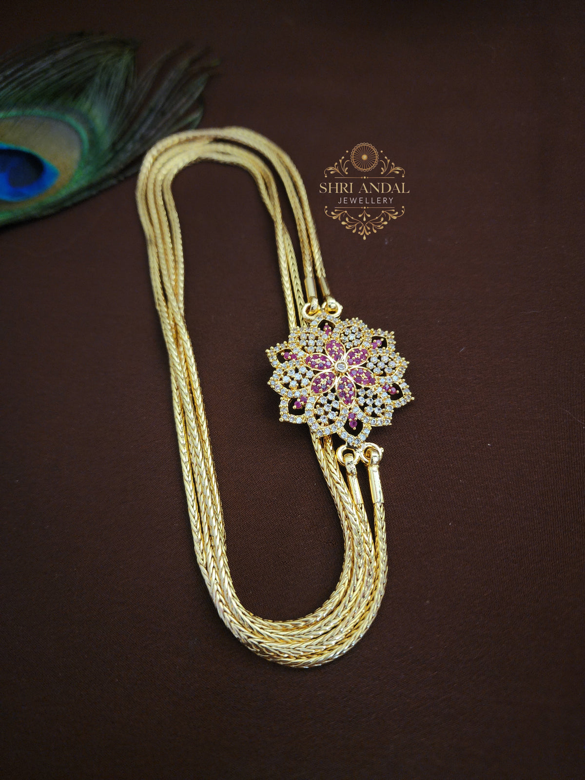 Ruby White Diamond Look Mogapu Chain