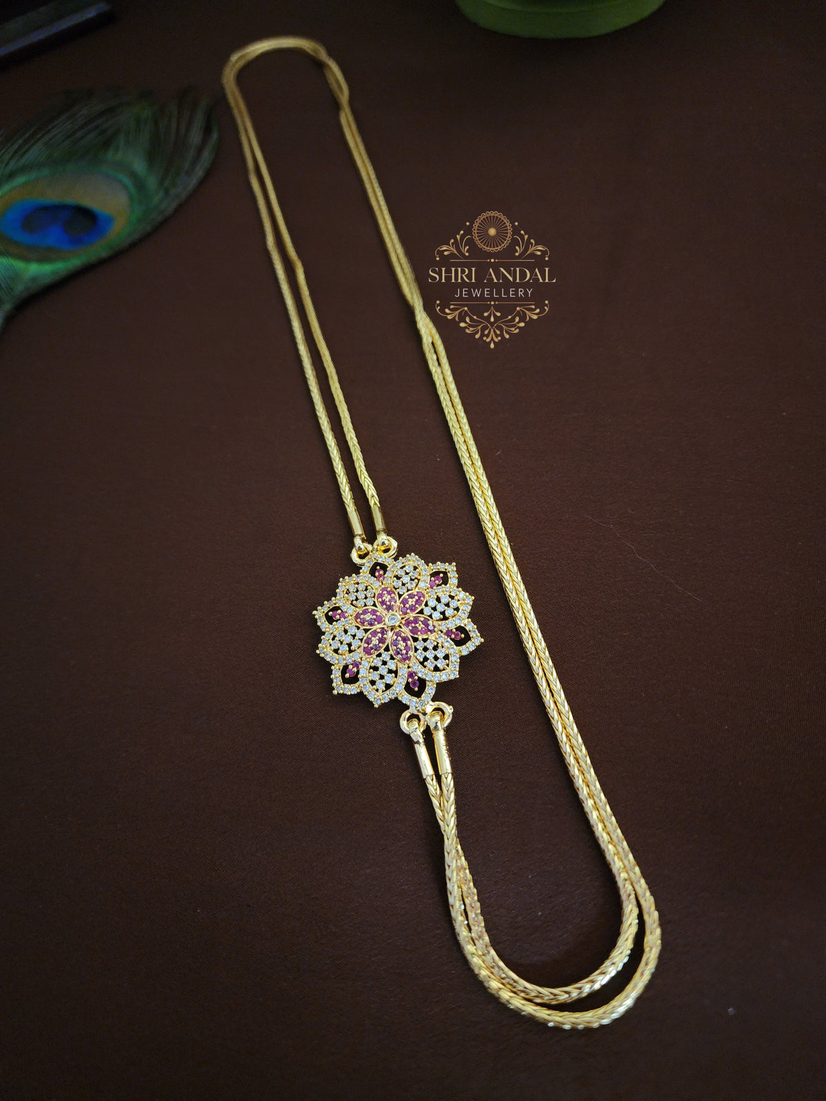 Ruby White Diamond Look Mogapu Chain
